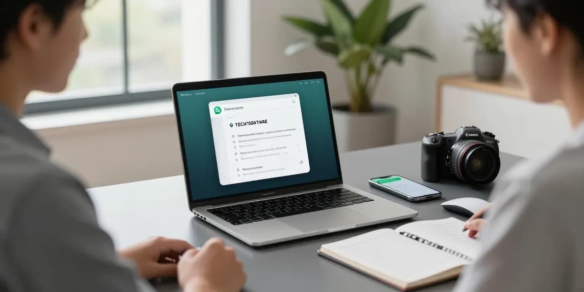 WhatsApp下載 interface on a laptop, enhancing productivity in a modern workspace.
