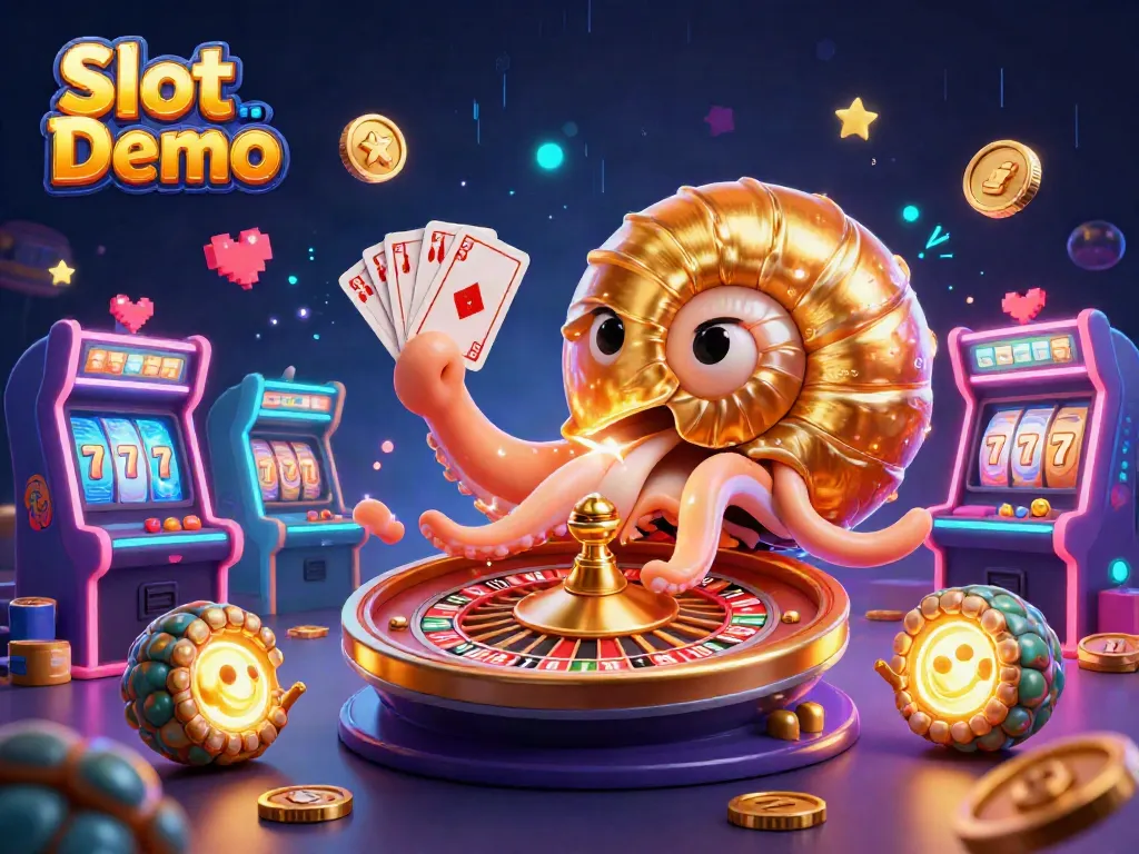 Play thrilling Slot Demo with a vibrant casino scene featuring 3D characters and dynamic game elements.