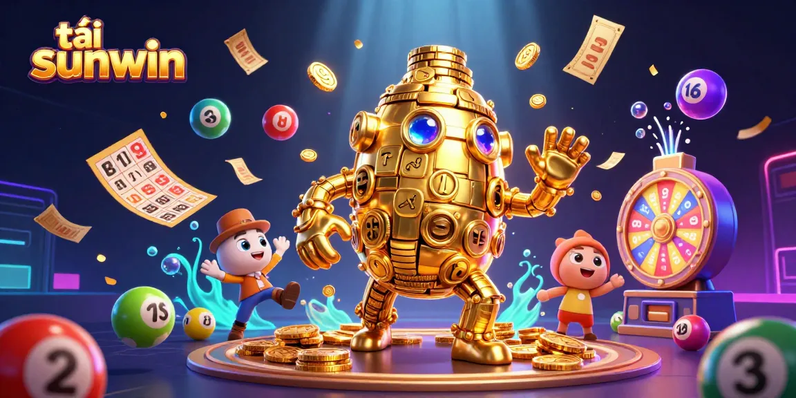 Engage in thrilling gameplay with tải sunwin featuring a golden golem and vibrant lottery elements.
