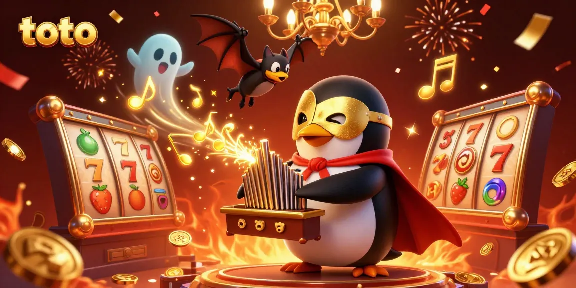 Spin the reels with toto at this vibrant casino-themed illustration bursting with energy.
