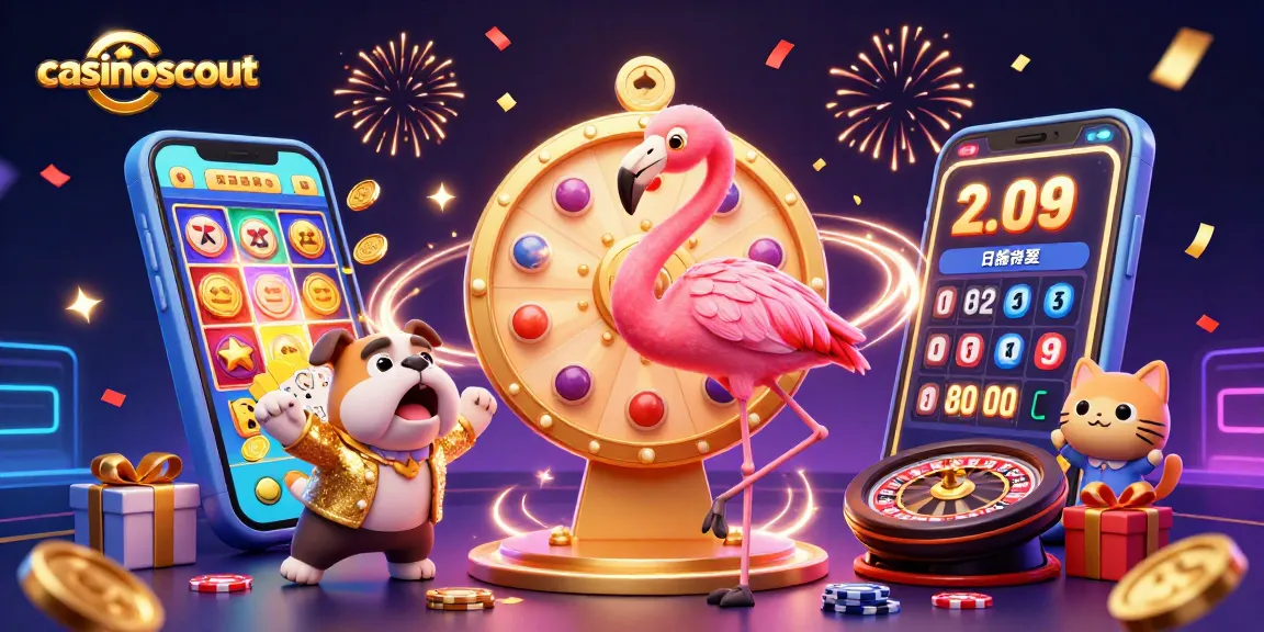 Exciting gambling scene showing casinoscout's vibrant atmosphere with characters and game elements.
