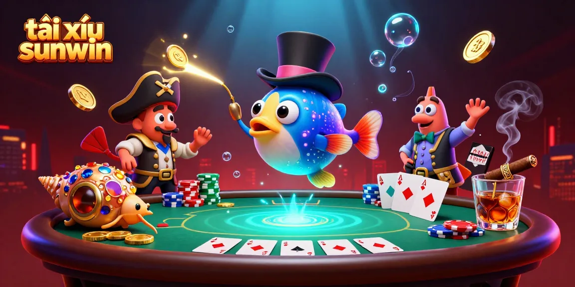 Engage in the excitement of tài xỉu sunwin with thrilling underwater characters and vibrant casino elements.